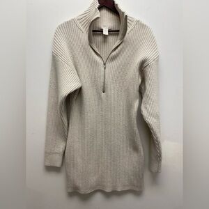 🤍 H&M Cream Ribbed Sweater Dress with Half-Zip 🤍 - Large